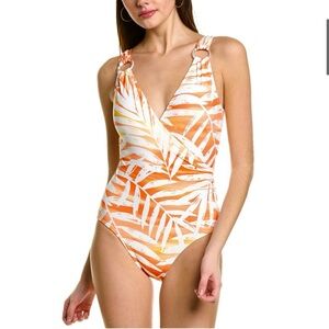 🌻NEW w.Tags Carmen Marc Valvo Surplice One-piece In Orange Size 10